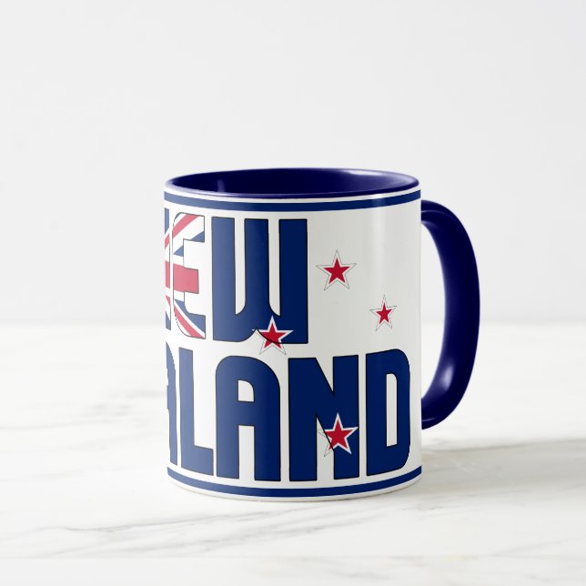 Caneca Café Patriótico de Bandeira Nacional da Nova Zelân (Frente Esquerda)