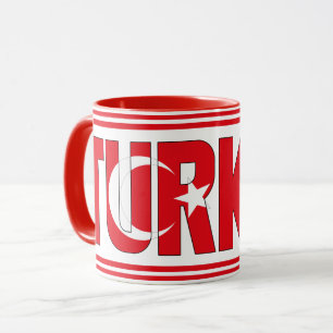 Caneca Café Patriótico de Bandeira Nacional da Turquia