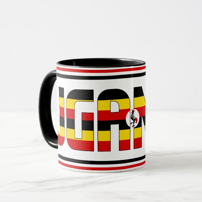 Caneca Café Patriótico de Bandeira Nacional de Uganda (Frente Esquerda)