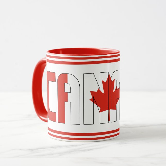 Caneca Café Patriótico de Bandeira Nacional do Canadá (Frente Esquerda)