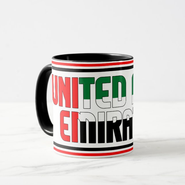 Caneca Café Patriótico de Bandeira Nacional dos Emirados  (Frente Esquerda)