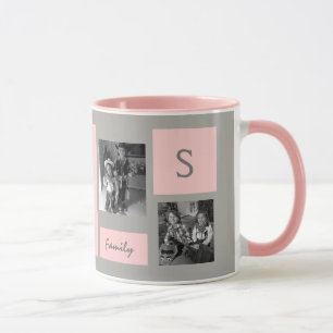 Caneca Café personalizado das fotos monograma cor-de-ros