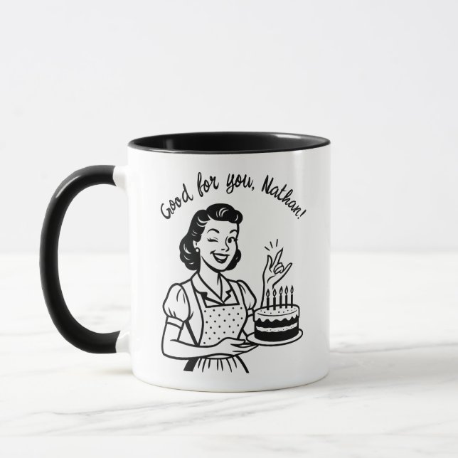 Caneca Café Personalizado De Bolo De Aniversário Retroati (Esquerda)