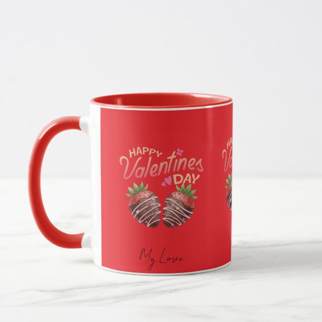 Caneca Café Personalizado Dia dos Namorados Morango Doce (Esquerda)