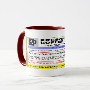 Caneca Café personalizado engraçado da prescrição de 
