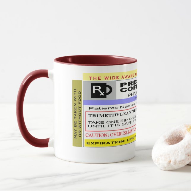 Caneca Café personalizado engraçado da prescrição de Rx (Com Donut)