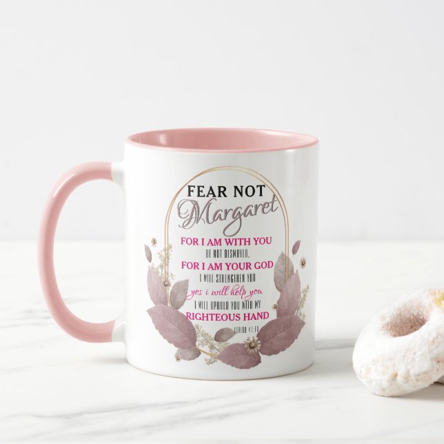 Caneca Café Personalizado Isaiah 41:10 (Com Donut)