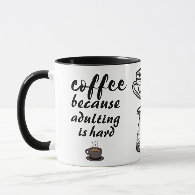 Caneca Café porque adulteração é duro preto e branco (Esquerda)