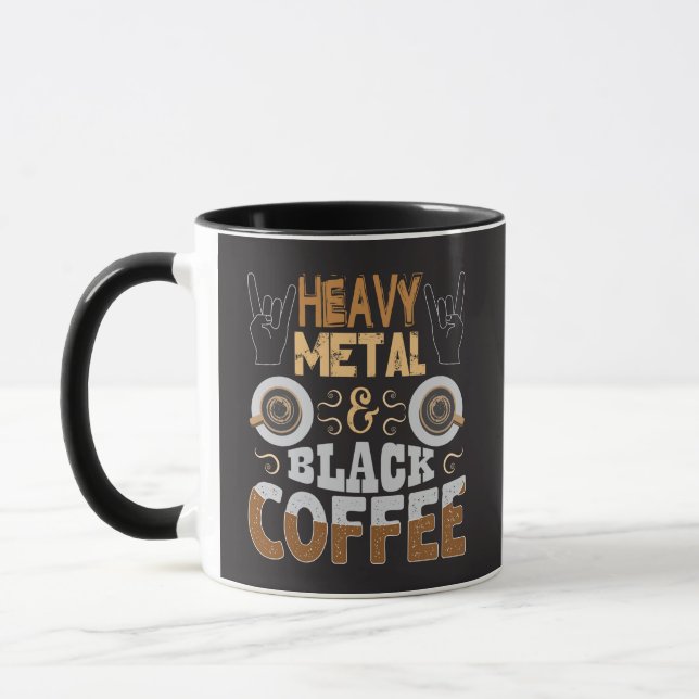 Caneca Café preto de metal pesado Presente engraçado (Esquerda)