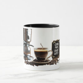Caneca Café Primeiro, Caos Depois - Divertido para Amante