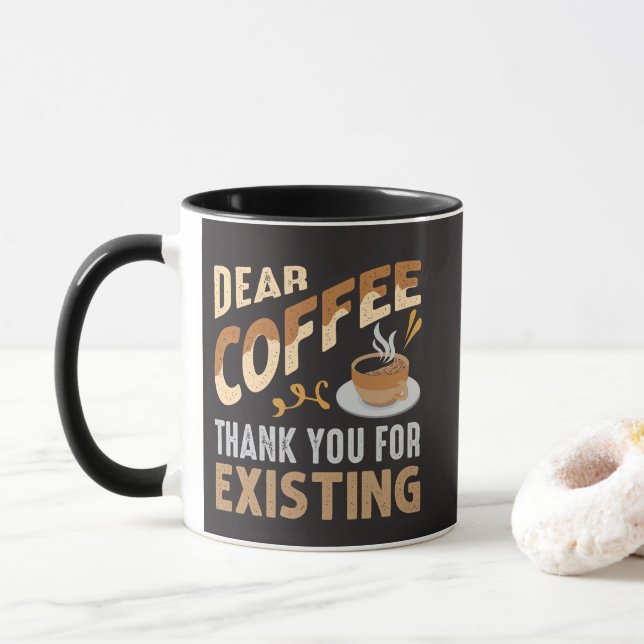 Caneca Café Querido Obrigado Por Existir Café Divertido (Com Donut)