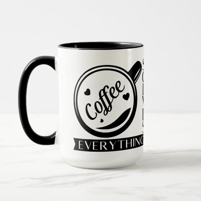 Caneca Café resolve tudo citação engraçada preto e branco (Esquerda)