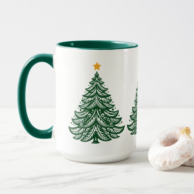 Caneca Café verde de Natal verde para arte popular escand (Com Donut)