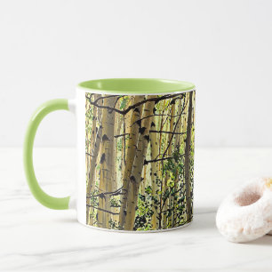 Caneca Café Verde Violeta Madeira de Aspen de Verão