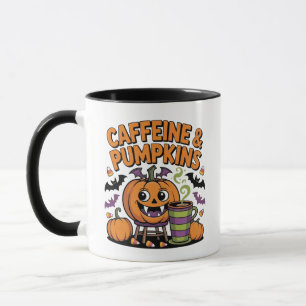 Caneca Cafeine e Pumpkins - Design de Halloween Mug
