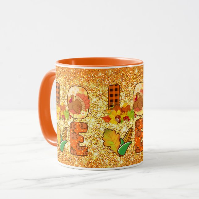 Caneca Cair no Amor Personalizar Cor do Outono (Frente Esquerda)