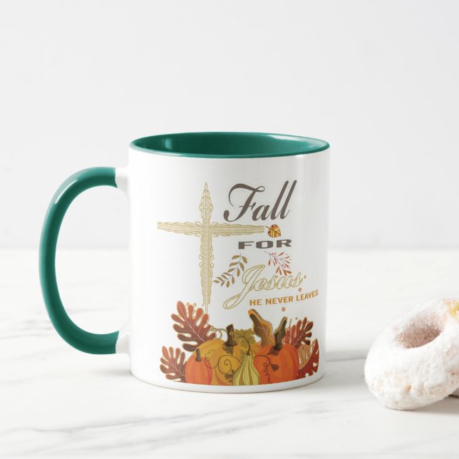 Caneca Cair por Jesus, ele nunca deixa Mug (Com Donut)