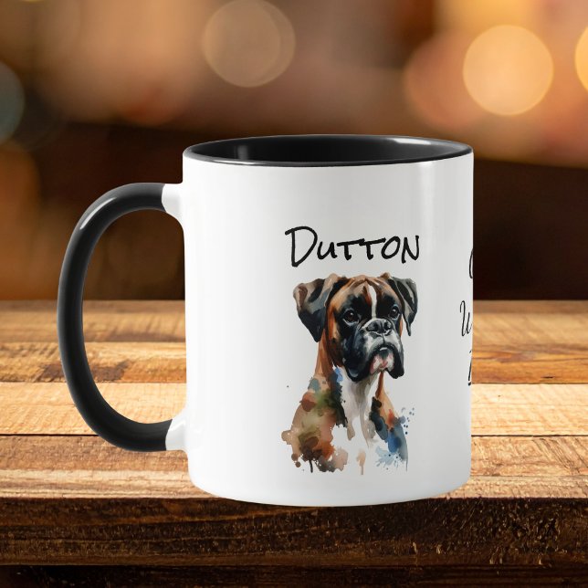 Caneca Caixa de Boxer de Estimação Fofa Personalize Compa (Customize for Gram, or Loved one, Add Pet Photo or keep artwork, Add pets name, edit wording)