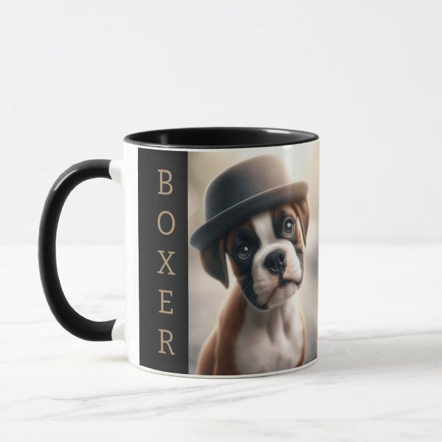 Caneca Caixa de Cachorro Fofo – Arte de Cachorro Elegante (Esquerda)