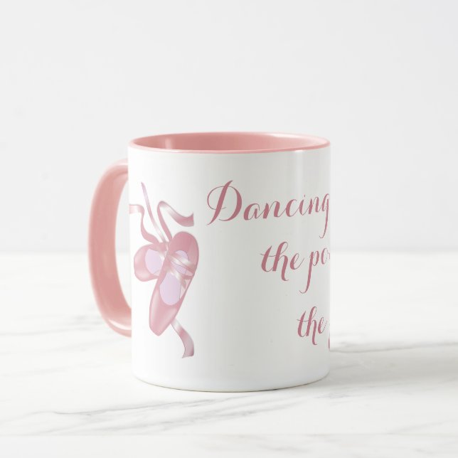 Caneca Calçados cor-de-rosa, dança é poesia do pé (Frente Esquerda)