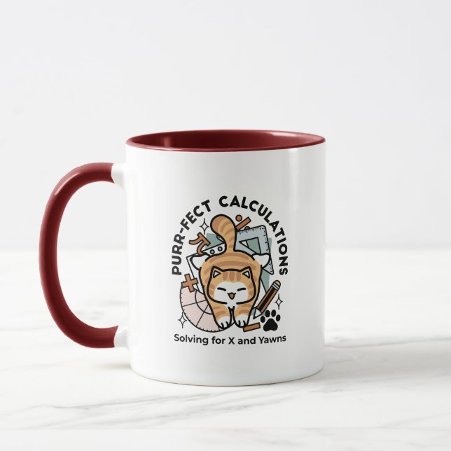 Caneca Cálculos Perfeitos – Design de Gato de Matemática  (Esquerda)