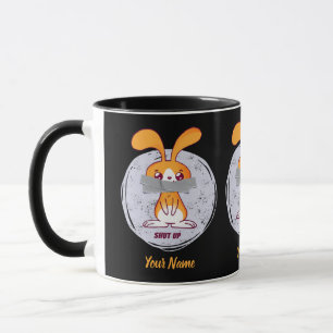 Caneca Cale a Boca Coelho Design Cômico Divertido e Sarcá
