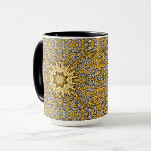 Caneca Caleidoscópio de prata Dourado do vintage do meta
