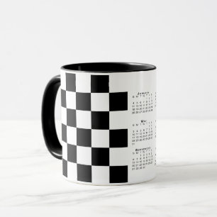 Caneca Calendário 2026 com Padrão Verificado Branco Negri