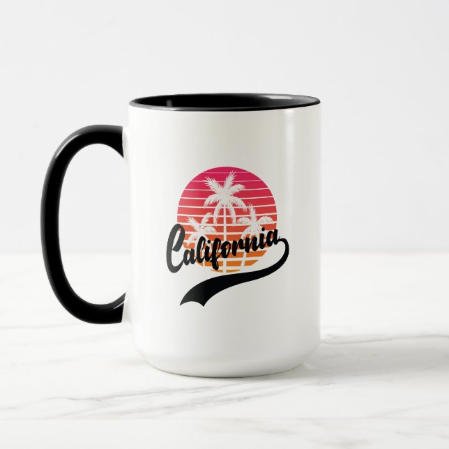 Caneca Califórnia Retro Sunset E Palmeiras Mug (Esquerda)