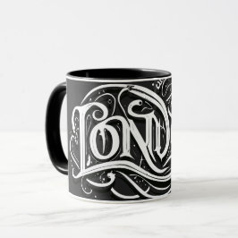 Caneca Caligrafia de Metal Pesado de Londres - Metalhead