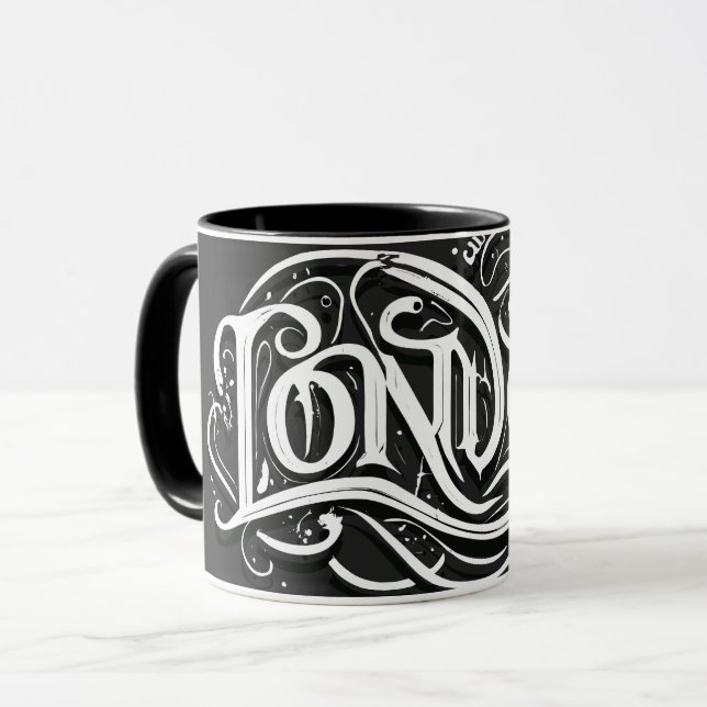 Caneca Caligrafia de Metal Pesado de Londres - Metalhead  (Frente Esquerda)
