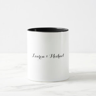 Caneca Caligrafia Minimalista Elegante Branca Negra
