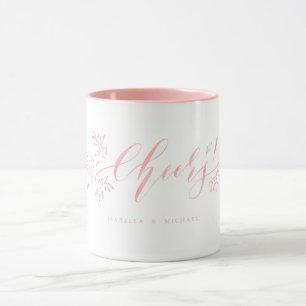 Caneca Caligrafia moderna rosa aplaude floral rústico