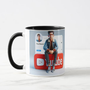 Caneca Calma e Sip: Logotipo Mug de Mídia Social do YouTu