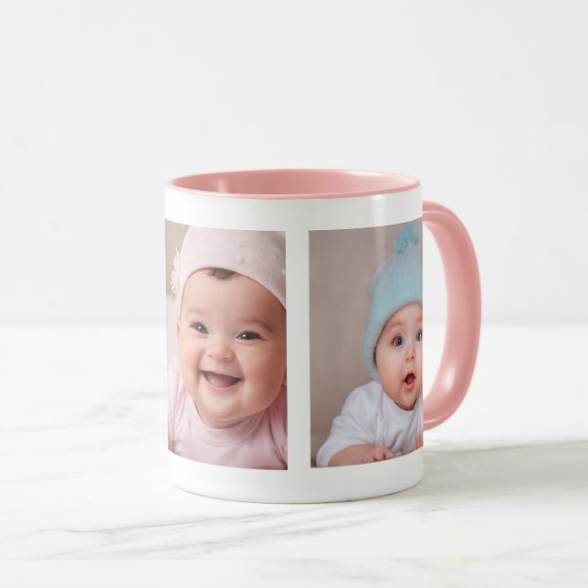 Caneca Cama Cerâmica de Colagem de Fotos Personalizável (Frente Esquerda)