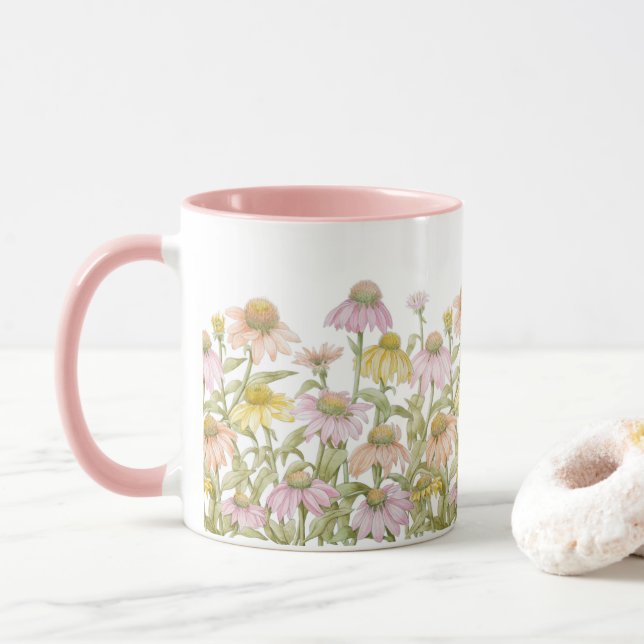 Caneca Cama de Arte Botânica Aquosa das Conversoras (Com Donut)
