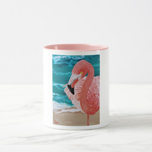 Caneca Cama de café flamingo, cor-de-rosa-rosa-praia, tro (Centro)
