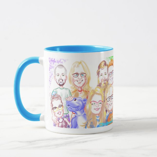 Caneca Cama de Caricatura da Família a partir de fotos 20 (Esquerda)