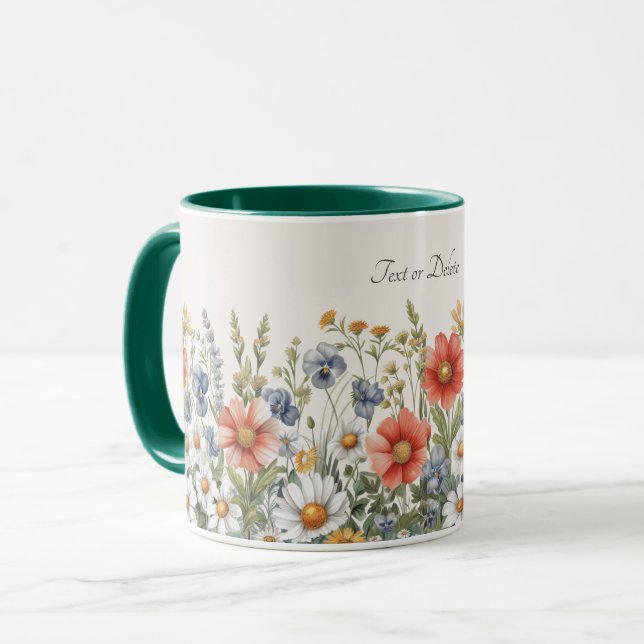 Caneca Cama de flores silvestres coloridas (Frente Esquerda)