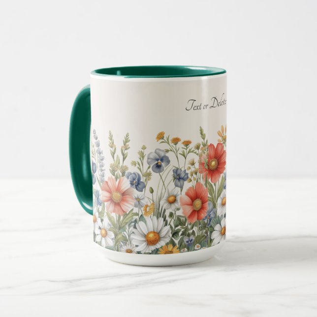 Caneca Cama de flores silvestres coloridas (Frente Esquerda)