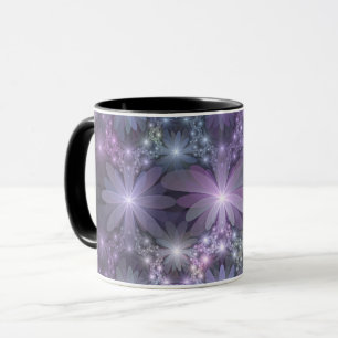 Caneca Cama de Flores Trendy Shiny Abstrato Arte Fractal
