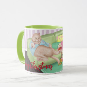 Caneca Cama de Natal de Gato Bonito