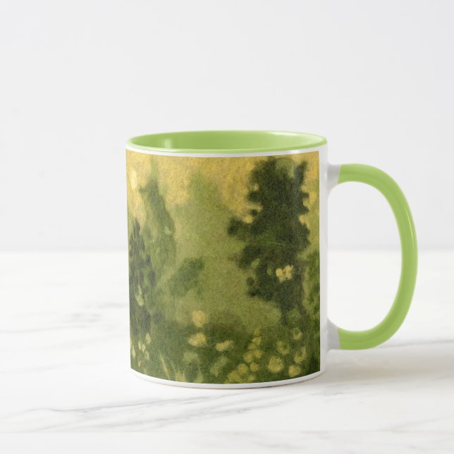Caneca Camada de verão, pintura de lã, tons verdes paisag (Direita)