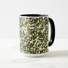 Caneca Camadas de mosaico em sépia esverdeada grosseira e
