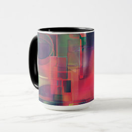 Caneca Camadas verdes e vermelhas de imagem e um tom leve