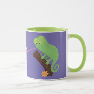 Caneca Camaleão bonito pegando um desenho de inseto