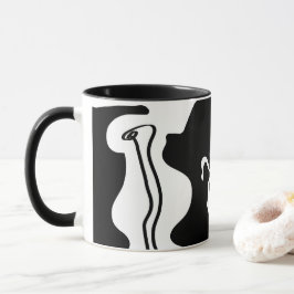 Caneca Câmara de Deslocamento: Abstrato preto, branco e v