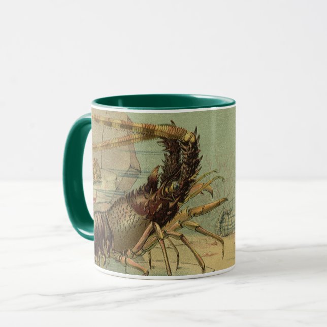Caneca Camarão De Vida Submarino, Animais Do Oceano Vinta (Frente Esquerda)