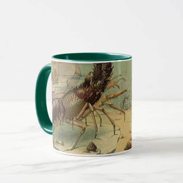 Caneca Camarão De Vida Submarino, Animais Do Oceano Vinta (Frente Esquerda)