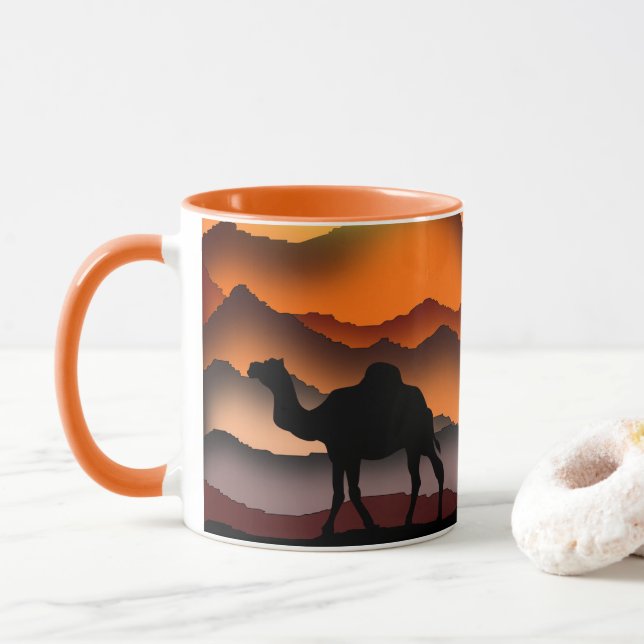 Caneca Camels Silhouette - Desert Sunset - Pintura (Com Donut)